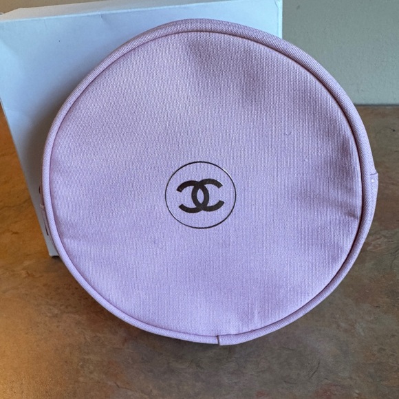 CHANEL Beauty Pink Cosmetic Canvas Pouch w/Box - Picture 1 of 3